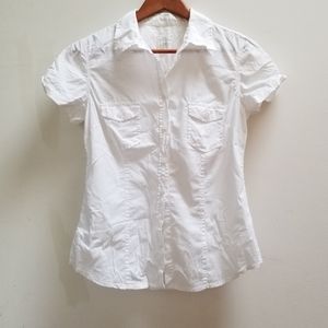 H&M short sleeve white button shirt
